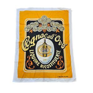 Vtg Sur La Table Cognac All'Ovo Liquor Banner Wall Hanging Cotton Bar Decor